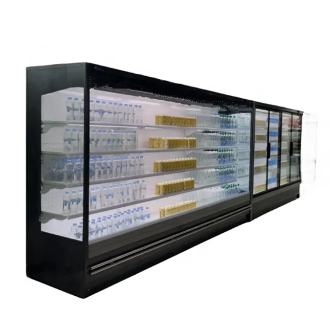 Hot sale display multi decks open chiller cooler refrigerator showcase for Vegetable fruits/cheese/milk