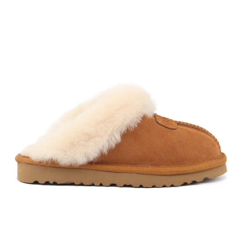 Dropshipping Winter Women Slipper For Women Sheepskin Slippers Closed Toe Fur Indoor High Quality Wool Oem Oxford Tpr