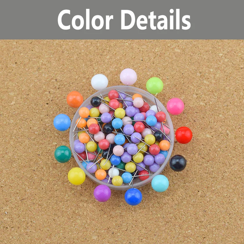 Colorful Push Pin Round Head Map Thumb Tacks White Pushpins