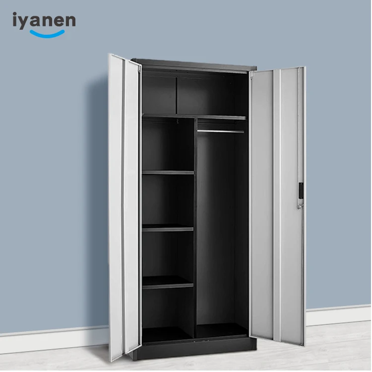 New design almirah steel hotel equipments bedroom cheapest wardrobe free shipping clothes closet locker almari storage wardrobe
