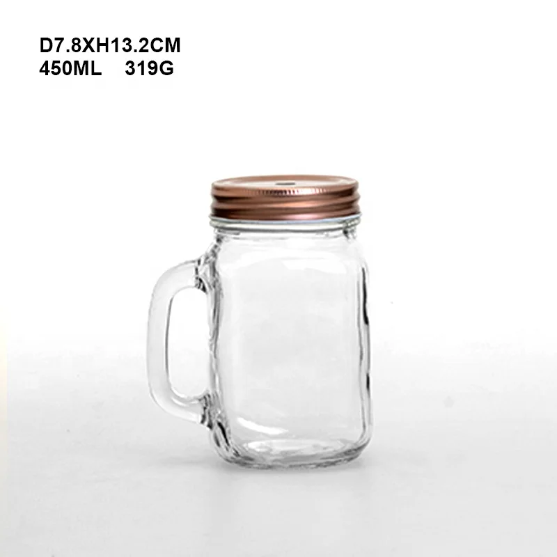 Embossed 4 oz 8 oz 12 oz 16 oz 32 oz 500 ml  1000 ml glass mason jar jam canning jars with handle and lid