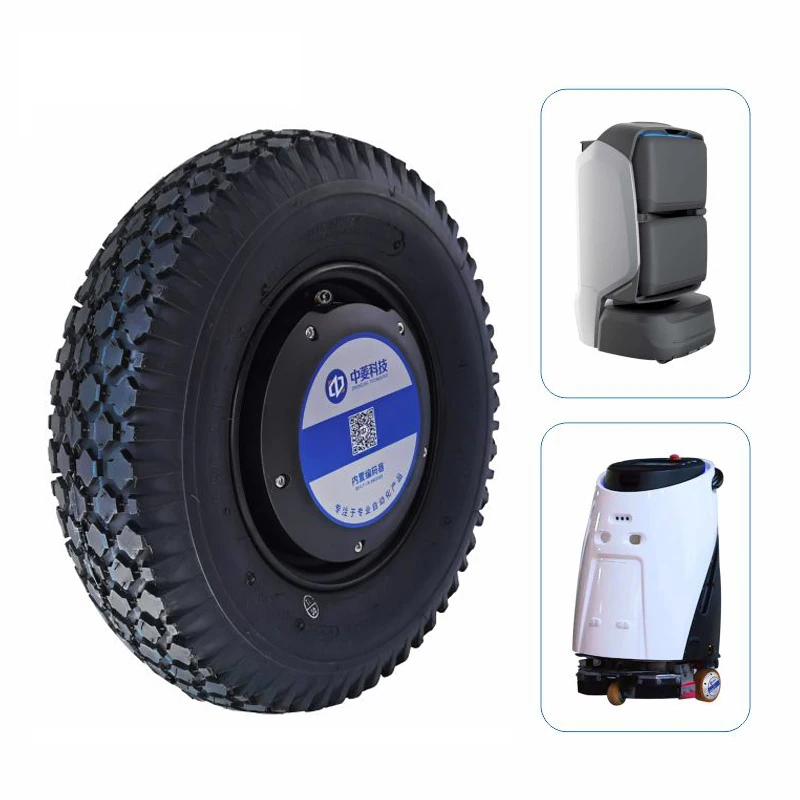 ZLTECH IP65 16inch 48V 800W 300kg single axle shaft brushless electric UGV encoder DC wheel hub servo motor for delivery robot