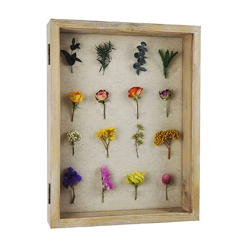 11 x 14 inch Shadow Box Solid Wood in Rustic Farmhouse Grey Picture Frame Case Wood Shadow Box Frame for baby keepsakes