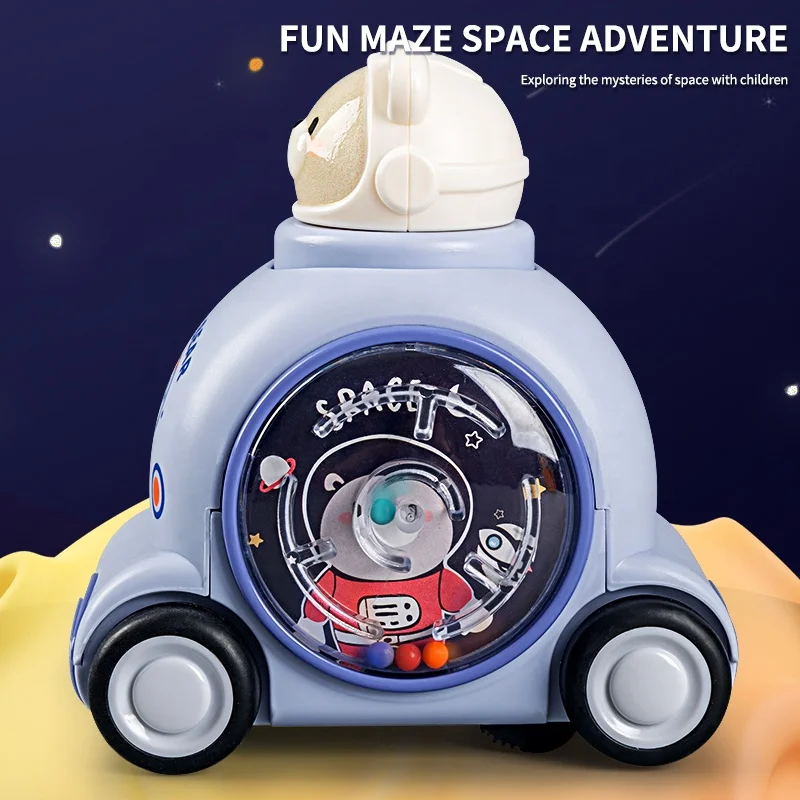 New Cartoon design juguetes space animal press diecast plastic puzzle baby mini car toys