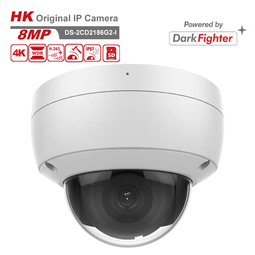 HK original 4k 8MP security Camera DS-2CD2186G2-I 2.8mm Fixed Lens POE CCTV dome Outdoor IP67 IP Camera  IR Distance 30m