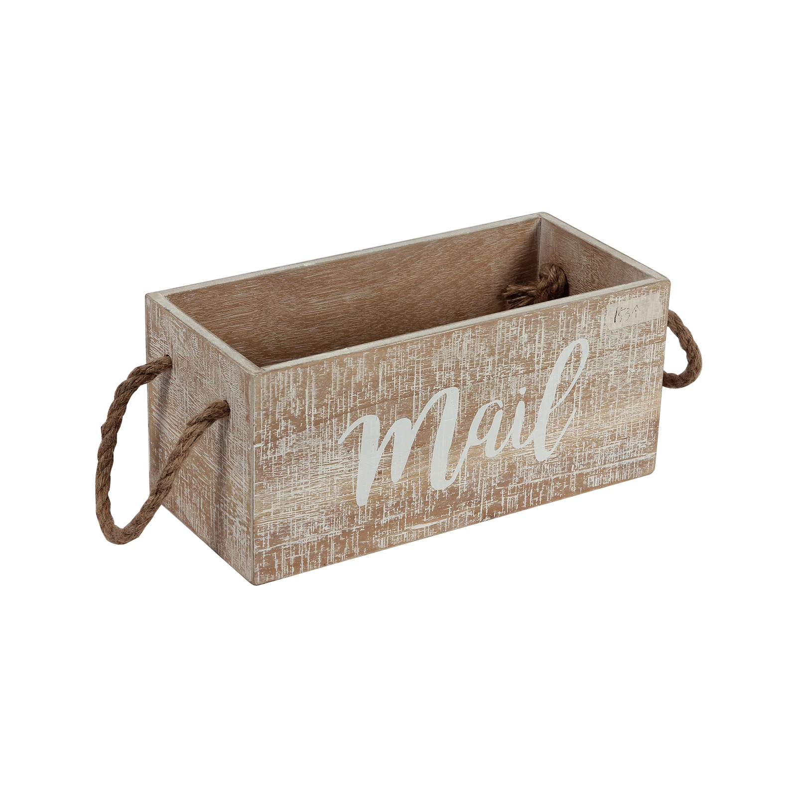 Wood Mail Organizer Box Countertop Mail Holder Box With Rope Handle Desk Mail Sorter For Office Home Wooden Desktop Organizer