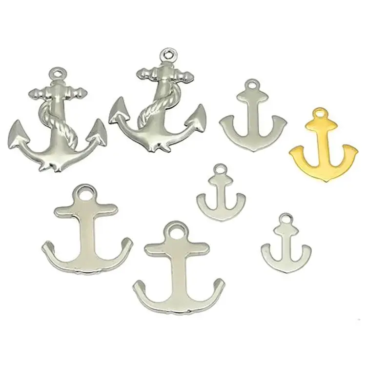 100pcs/bag Stainless Steel Geometric Hollow Tags Flower Leaf Pattern Filigrees Moon Star Anchor Charms DIY Jewelry Findings