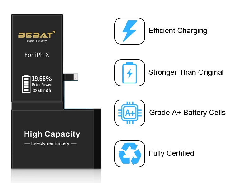  Customized OEM Mobile Phone Replacement Battery For iphone X