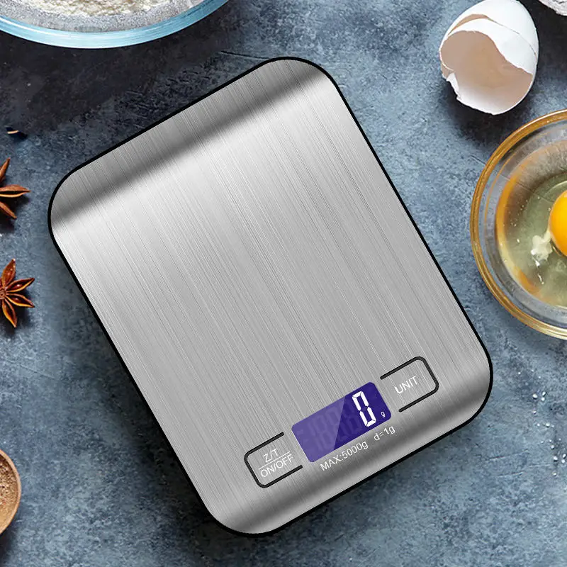 5kg Stainless Steel Digital Electronic Scale Household Kitchen Measuring Weight Volume Food Scale