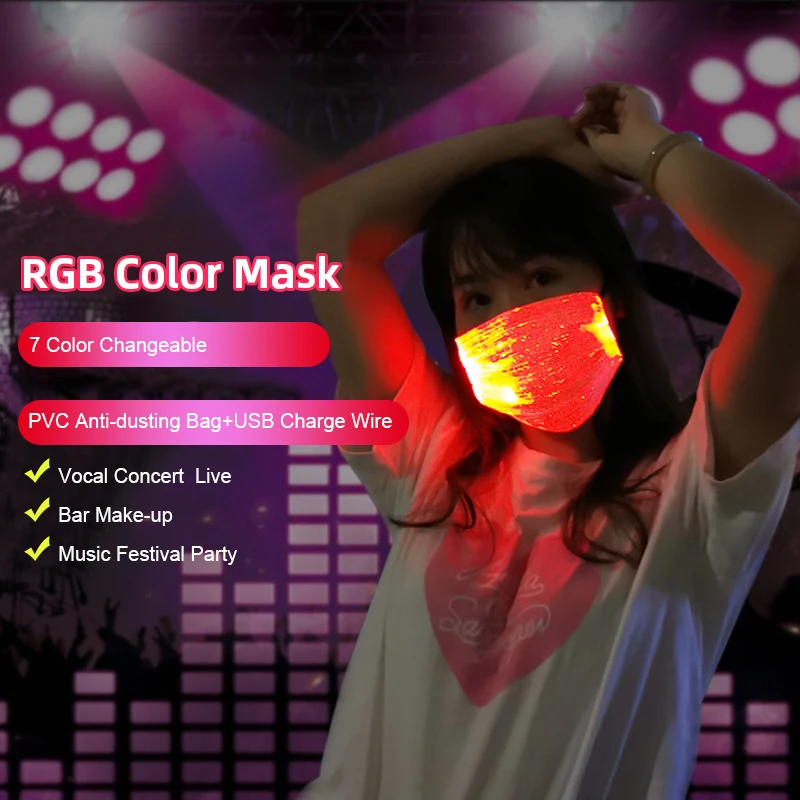2020 Hot Sell Party make up LED light mask with RGB color IP67 water proof