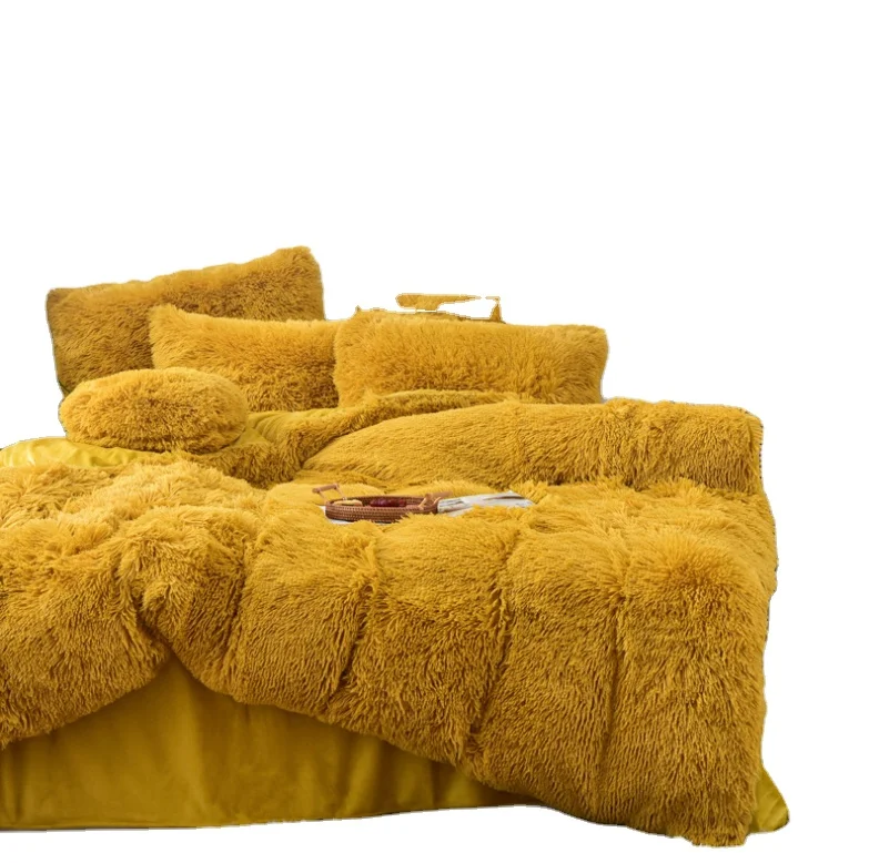 Sleepdown Fleece Luxury Long Pile Faux Fur Silver Super Soft Easy Care Duvet Cover Quilt Bedding Set with Pillowcases