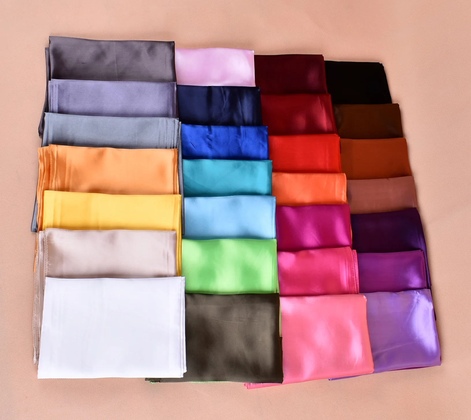 New arrival solid style muslim hijab scarf women headwrap 90x90cm luxury various plain colors square artificial satin silk scarf