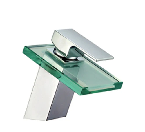 
bathroom vanity faucet glass waterfall tap with black finish (B1_black) 