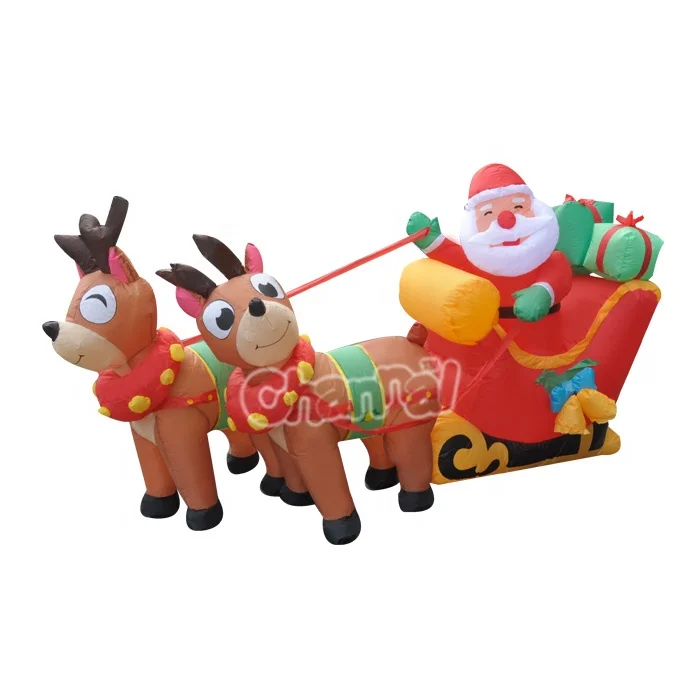 6ft Санта-Клаус на санях олень надувные праздничный задний двор освещенный праздники взорвать рождественские декорации