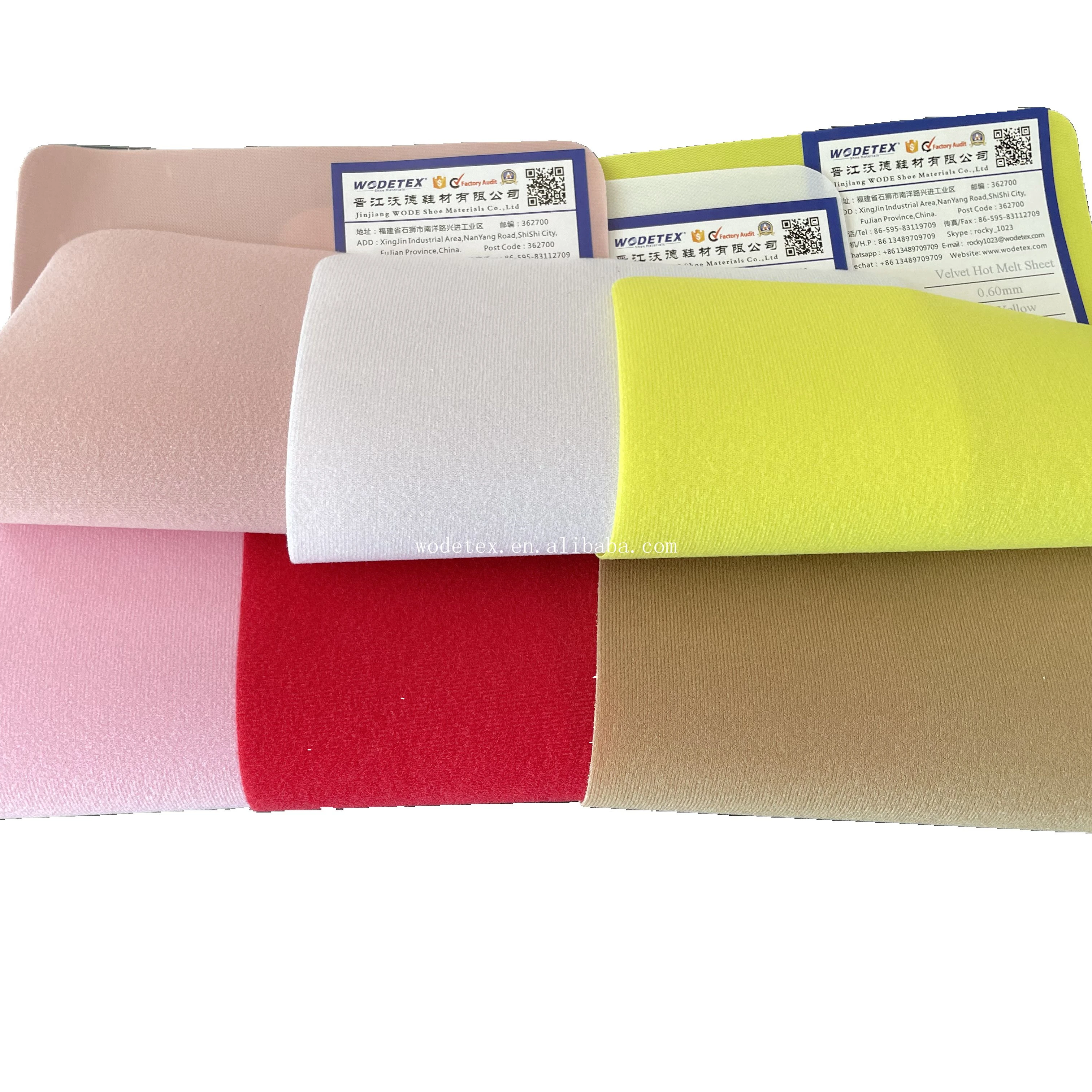 Velvet Fabric Label Adhesive Velvet Hot Melt Sheet Self Adhesive Velvet Hot Melt Film for Shoes Materials