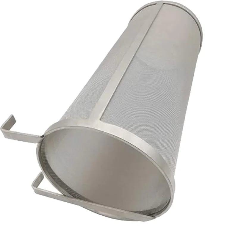 Large Capacity Custom Stainless Steel Basket Cartridge Custom Beer Filter With Hook