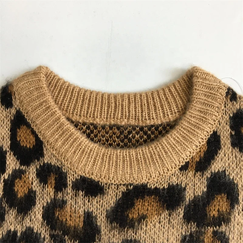 Leopard Pattern Small Baby 1 Year Infant Cotton Yarn Sweaters for Girl