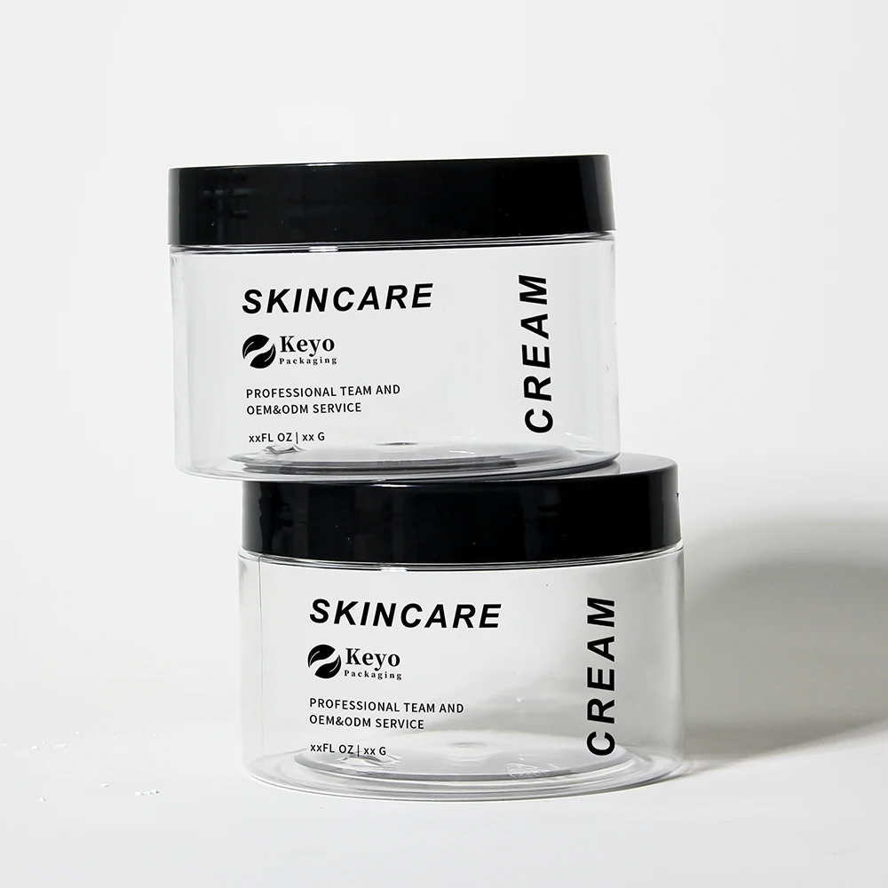 New Design 300ml  Plastic PET Cream Jar Regular Wall Wide Short Model Empty Skincare Bottle Body Butter Jar Packaging Customize