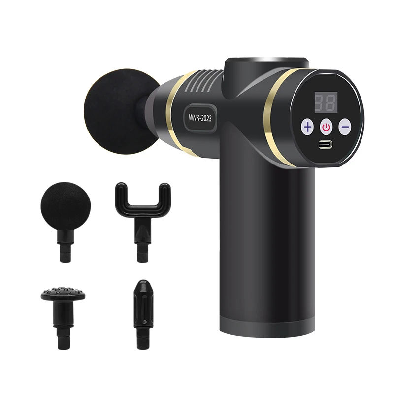 Mini Light 4 Head Deep Fascial Tissue Muscle Lcd Touch Screen Vibrating Relax Rechargeable Massage Gun Therapy