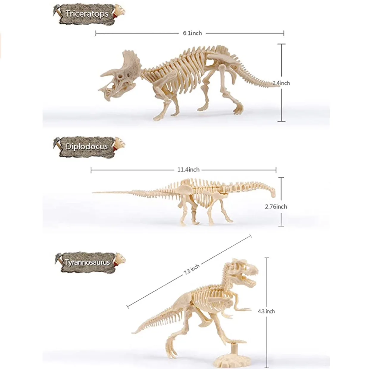 
Dino Dig Kits T-Rex,Triceratops and Diplodocus,Dinosaur Fossil Excavation Kits 