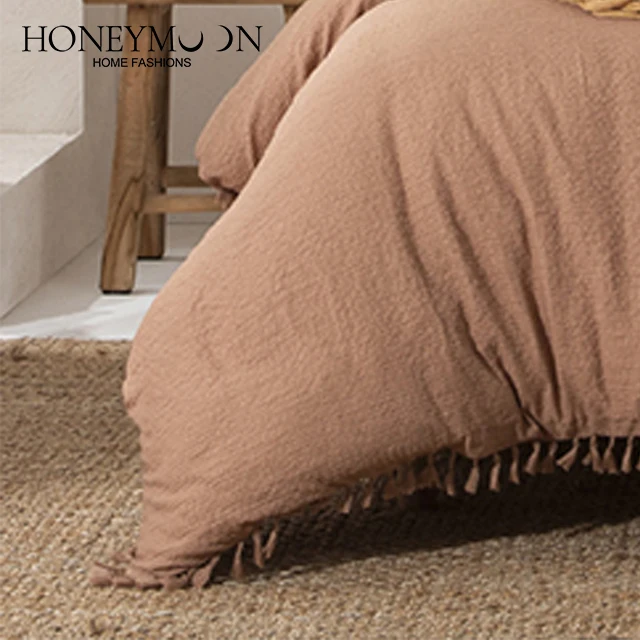 2022 best quality of home duvet cover sets 3pcs 120gsm seersucker with hand made trim