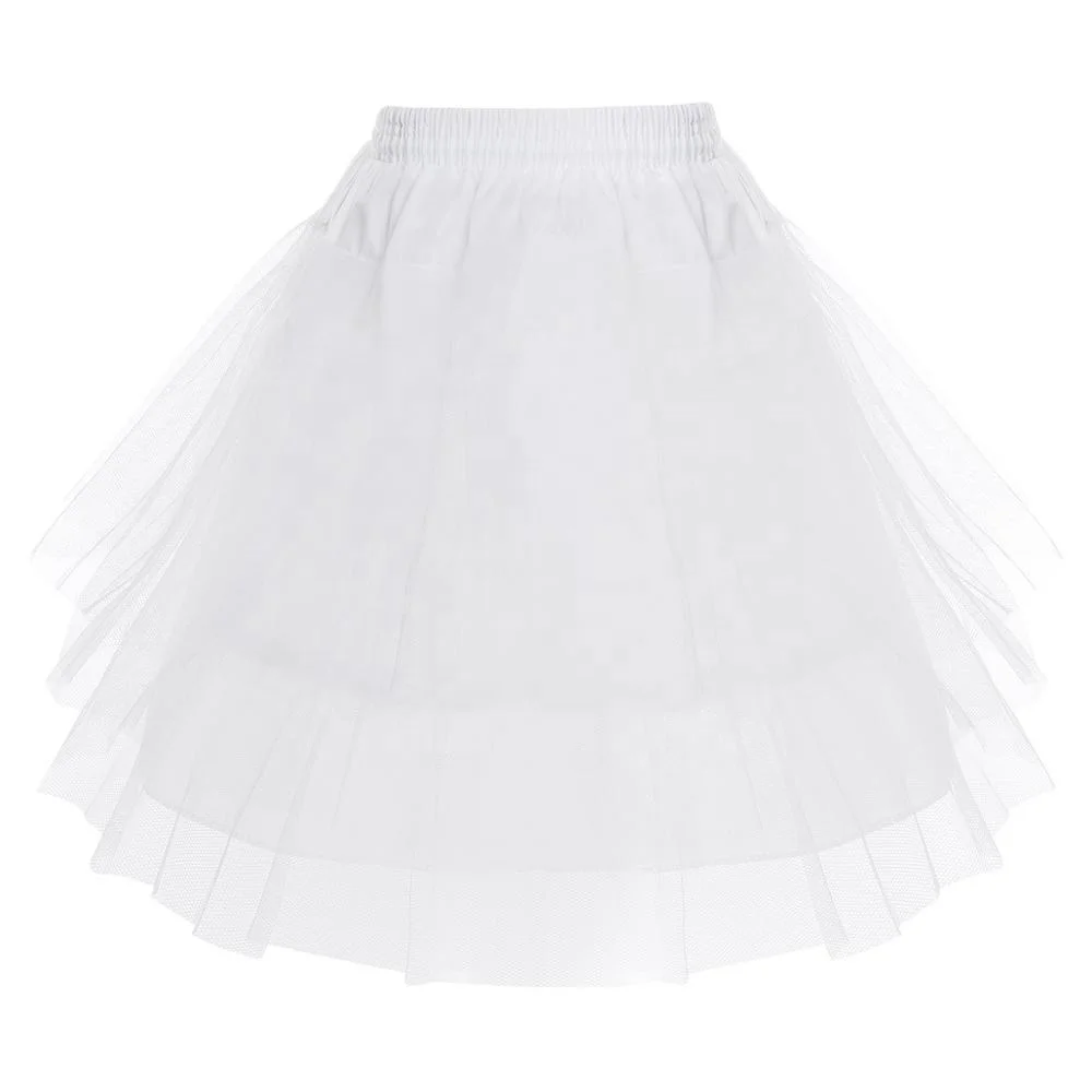 
Kids 3 Layers Petticoat White Underskirt Netting Crinoline Slip Underskirts For Flower Girls Wedding Dress 