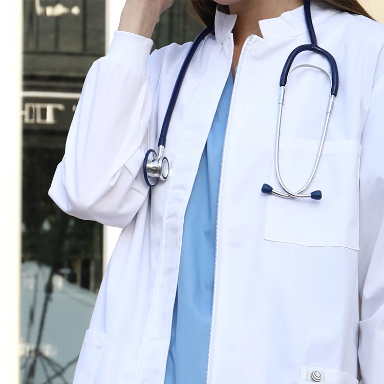 Fashionable Hospital Uniforms Medico Spandex Stretch Short Long Sleeve Medical Scrubs Uniforms Lab Coats