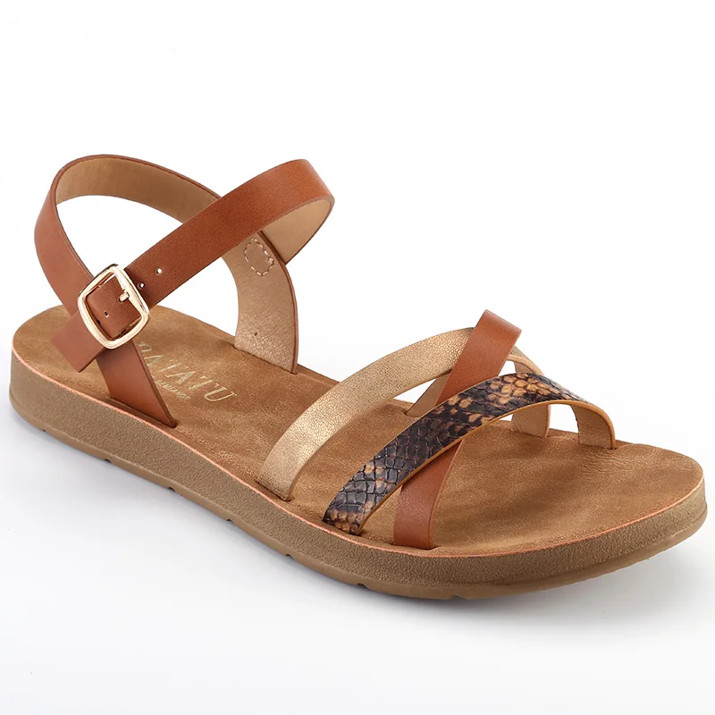 Original Design Fashion Outdoor Animal Texture Woman Sandals Shoes Summer Flat