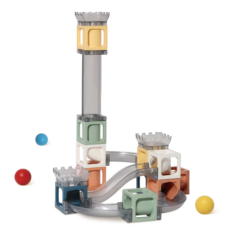 Kids Intelligent Magnet Easy Assemble Soft Color 3D Wooden Ball Magnetic Marble Run  For Stem Experience & Learning