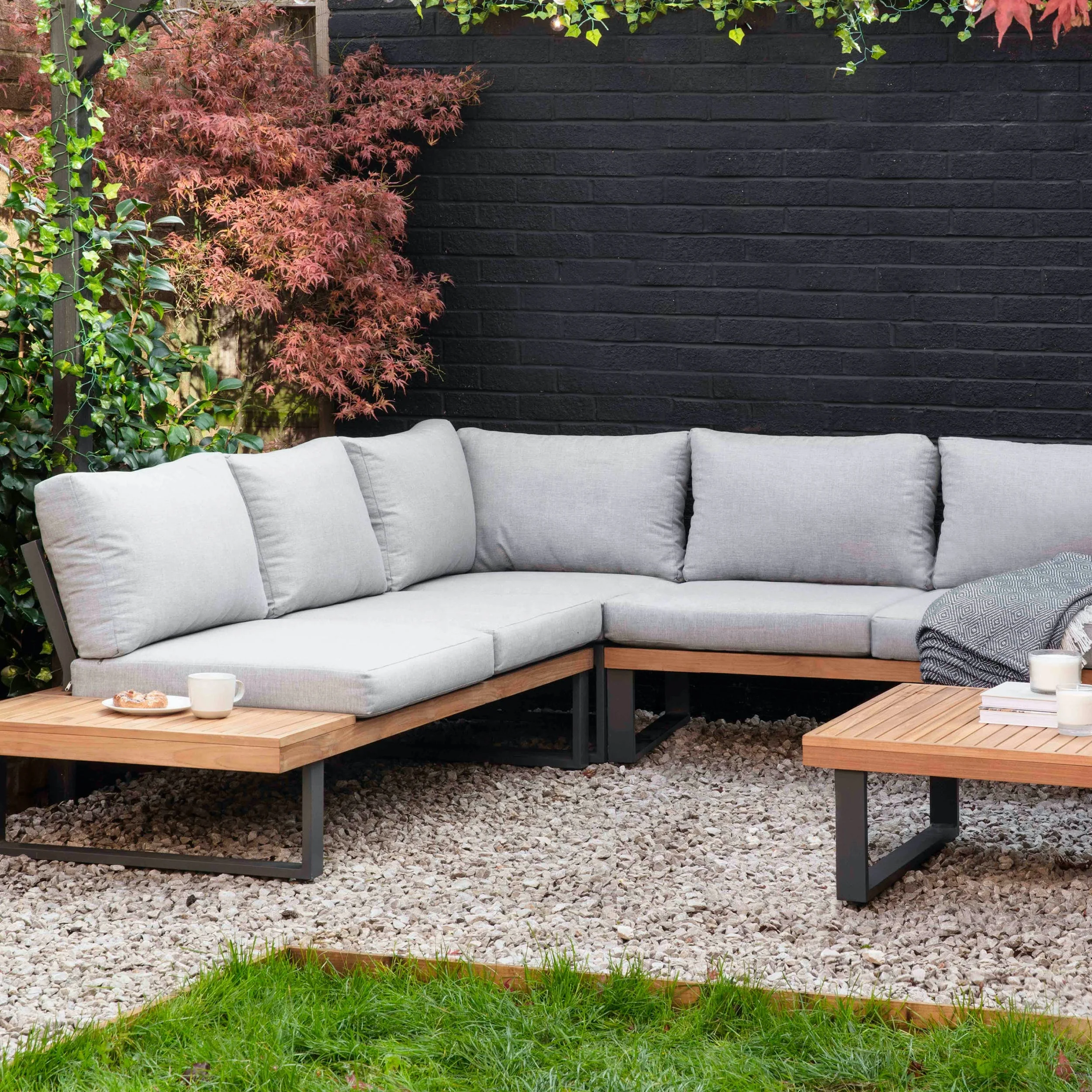 Hotel Furniture Brushed Aluminum Modern Metal Garden Corner Outdoor Furniture Sofa