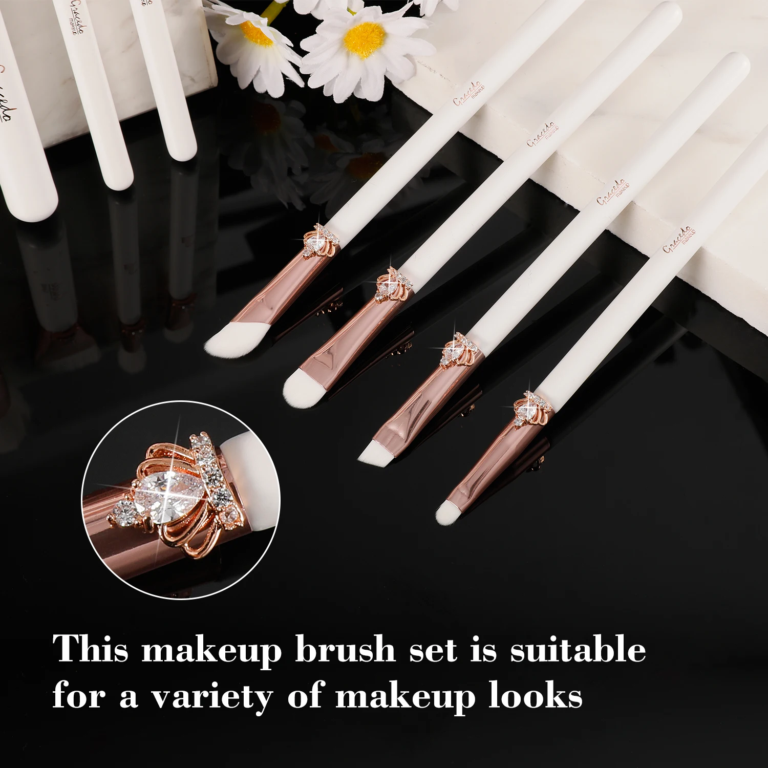 Wooden glitter rose gold brushes for makeup Individual private label wood makeup brushes set