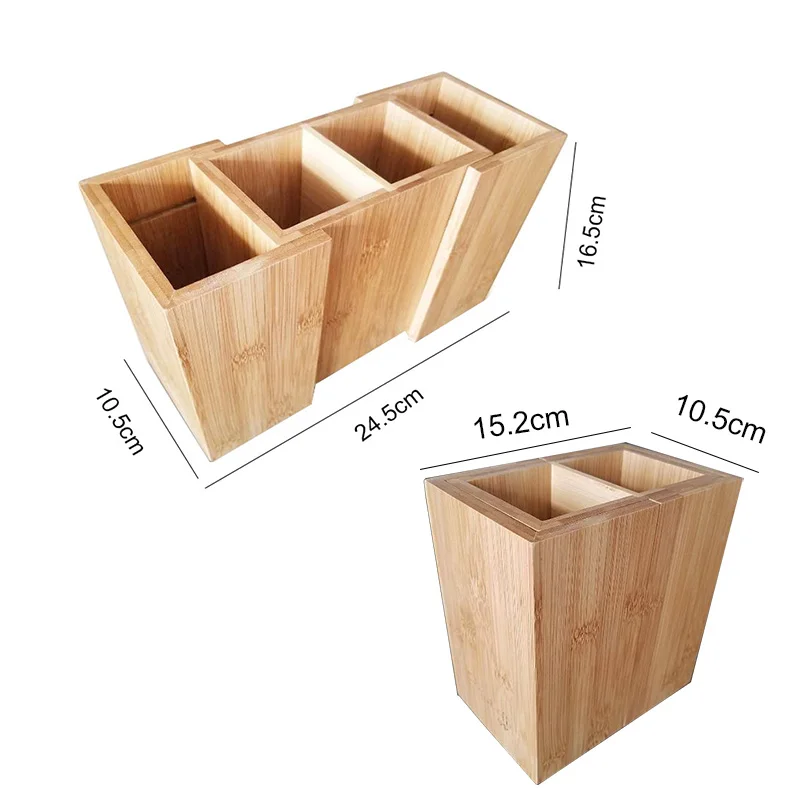 Cooking Utensil Kitchen Tool Holder Natural Spatula Spoon Caddy 4 compartments expandable bamboo Wooden Utensil holder