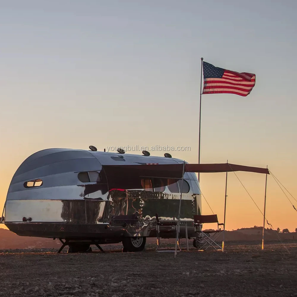 Youngbull Bowlus Popular vintage camper caravan travel trailer Custom Size Camping Caravan Motorhome Mobile