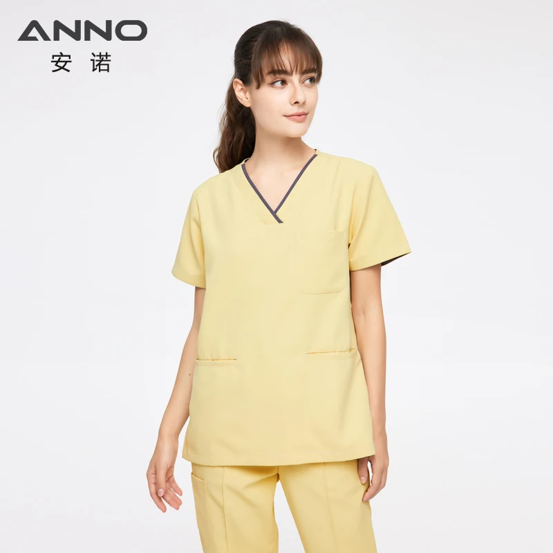 ANNO Customizable Logo Unisex Nurse Scrubs Sets Breathable Hospital Medical Clinic Scrub Suit Woven Doctor Uniforms New Design