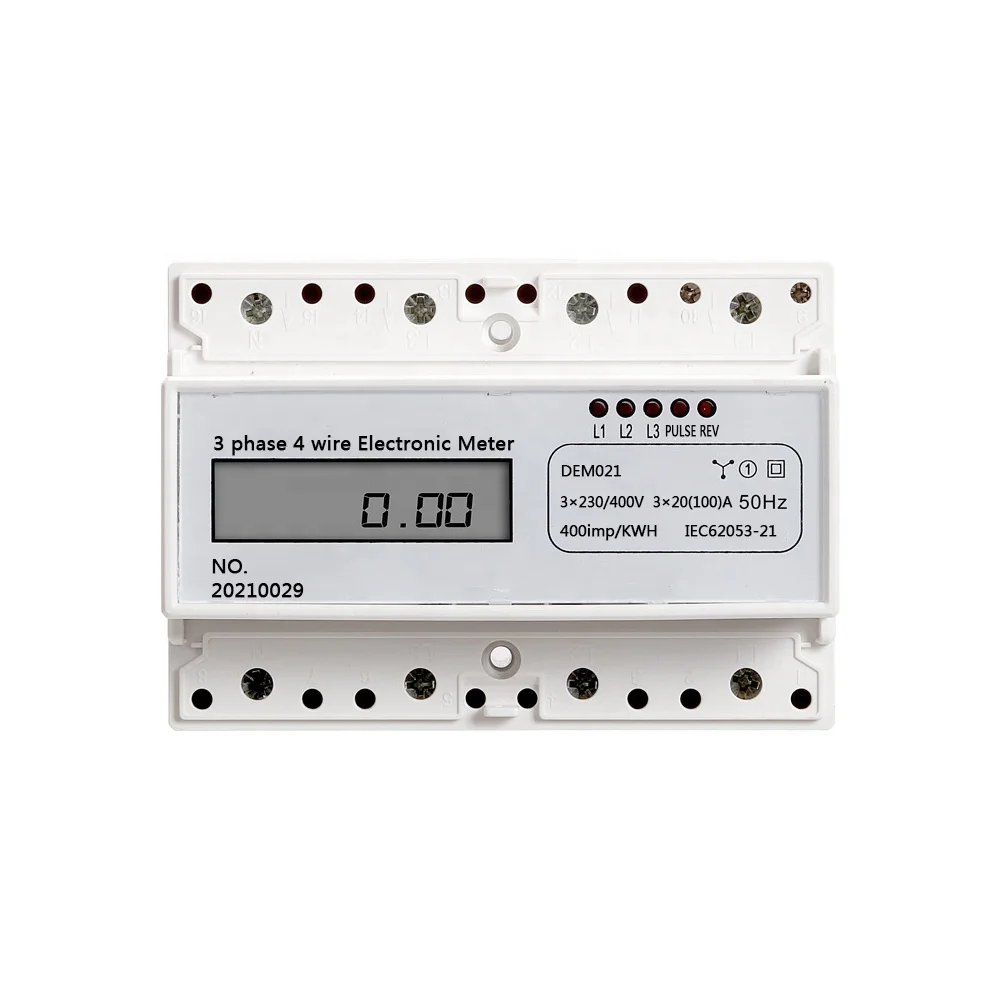 Din Rail Electric  kWh Consumption Power Wattmeter 380V 400V Three Phase Four Wire Energy Meter