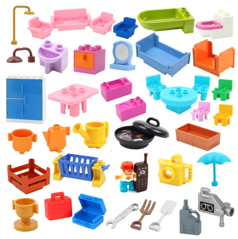 Большой конструктор DUP, игровой домик, аксессуары для мебели, посуда, стол, диван, стул, совместимы с legoing, игрушки для детей, подарки