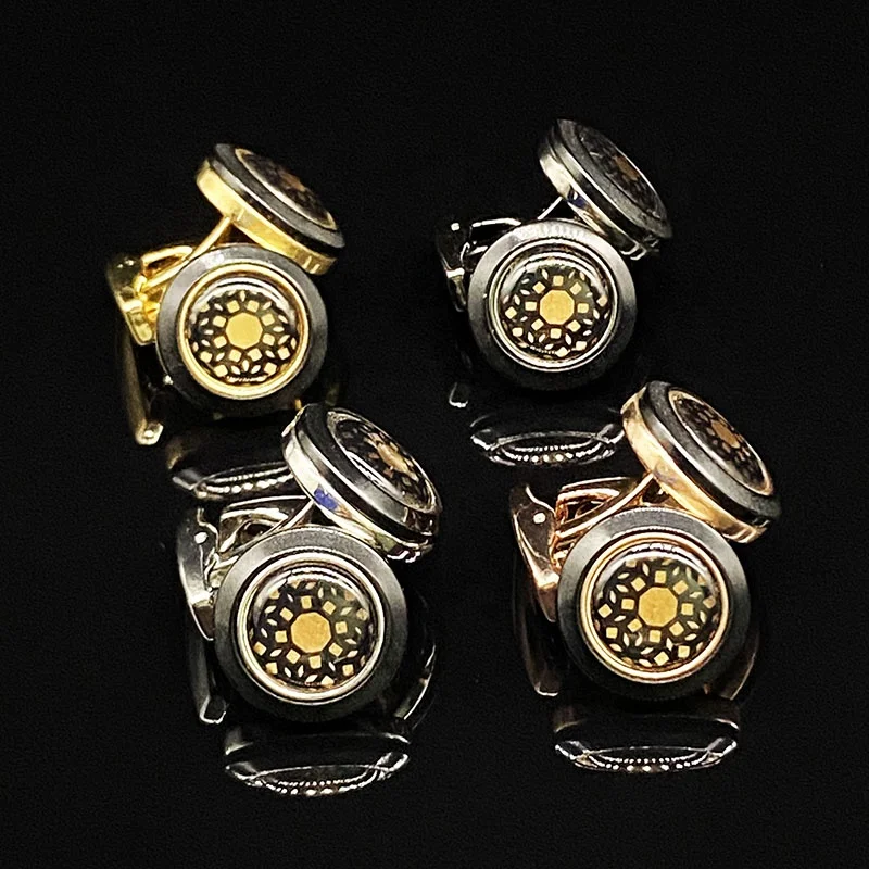 Novelty High Quality Mens Fancy Jewelry Accessories Cufflinks Silver/Gold/Rose Gold Luxury Stainless Steel Men Cufflinks