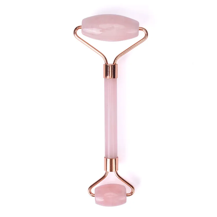 Factory Supply  High Quality  Gemstone Face Roller Pink Roller Gua Sha  Ser Real Jade Roller Rose Quartz  For Face Massage