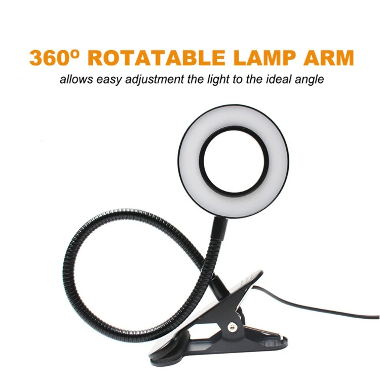 Customized 3 Light Colors 10 Brightness Levels USB Powered Music Stand Table Light Clip 5 Watt 48 LED Book Lights for reading