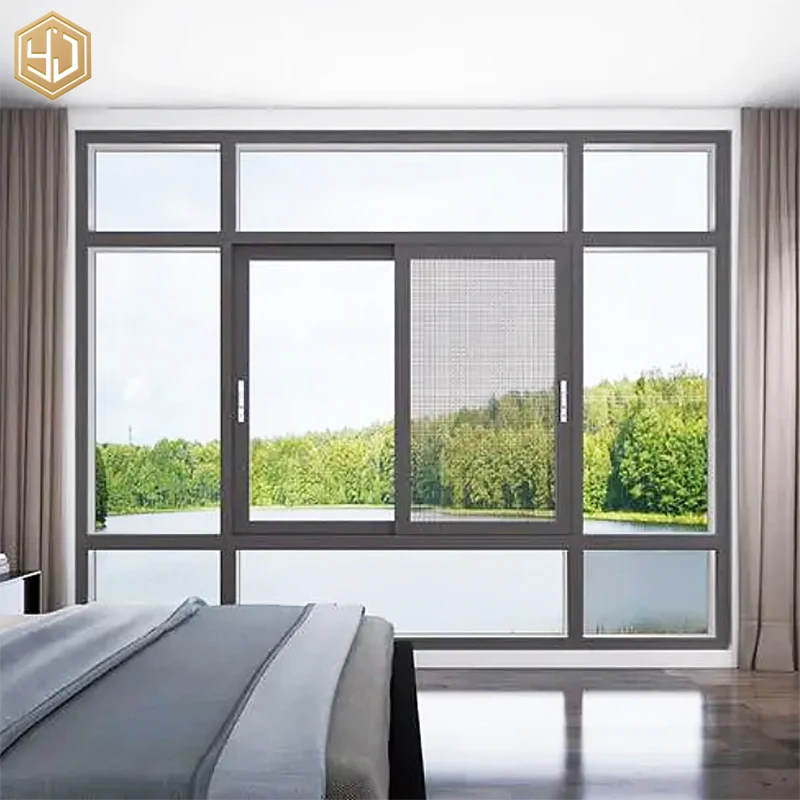 Simple Design 3C Tempered Glass Windows Aluminum Sliding Window For Villa