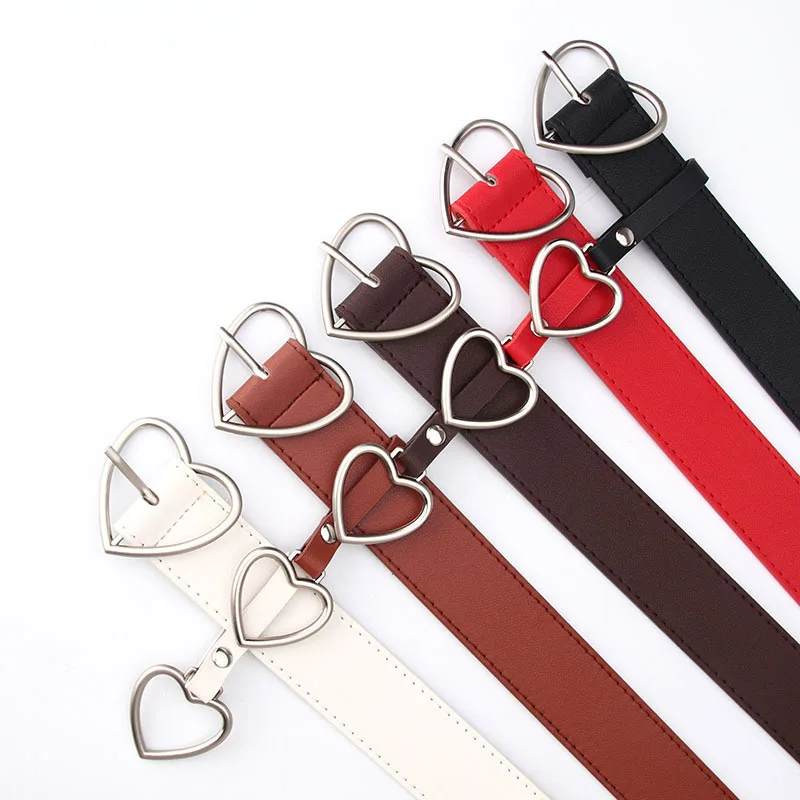 Wholesale New Design  PU leather Gold Buckle Women Fashion Heart Belt