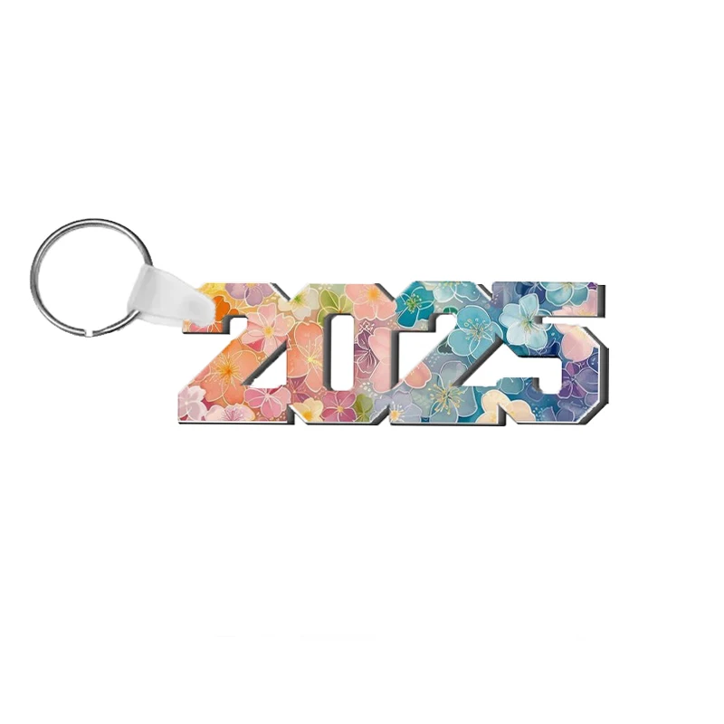HTPmart 2025 Sublimation MDF with Zinc Alloy Keychain Blank Custom Picture Heat Transfer Key Ring for 2025 New Year Graduation