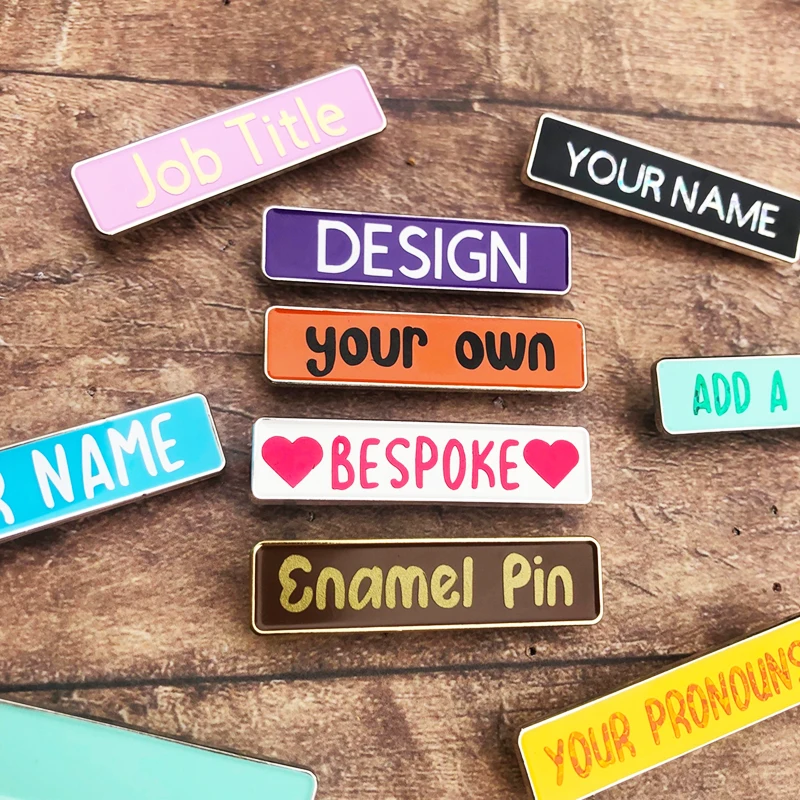 Custom Name Brooch Breastpin Clip Clasp Gift Enamel Pin Personalized Diy Metal Name Tag Lapel Pin Sublimation