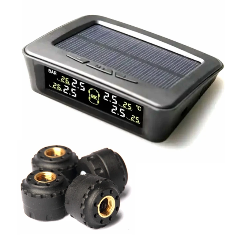 Solar LCD Display Tire Pressure Monitoring System TPMS M12-3+SO with External Sensor