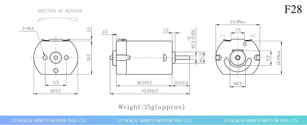 F28(280) Low Noise 12 Volt DC Brush Motor For Children Car