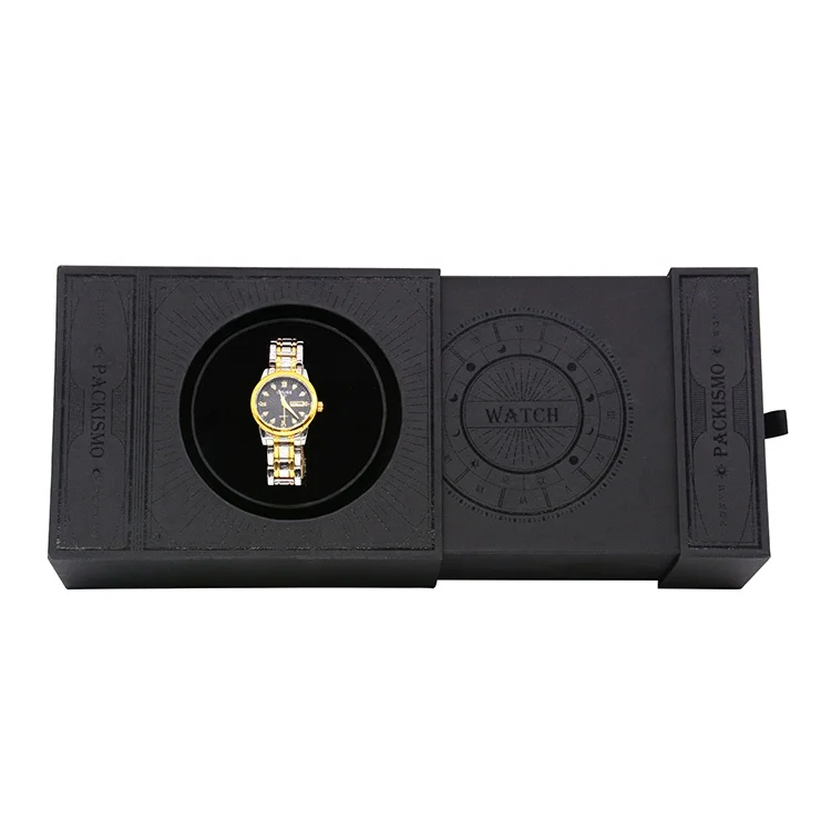 Seismo Package Watch case packaging latest design black pull automatic lift watch storage box