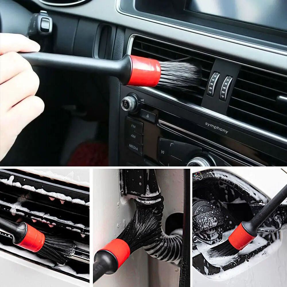 5Pcs Car Detail Brush Wash Auto Detailing Cleaning Kit Engine Wheel Brushes Set