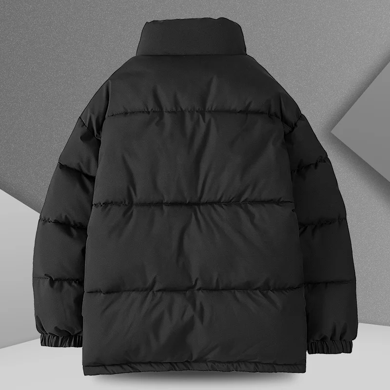 Mens Custom Puffer Jacket Thick Warm Solid Color Stand Collar Zipper Like Down Coat for Daily Wear Winter Puffer Jacket Men