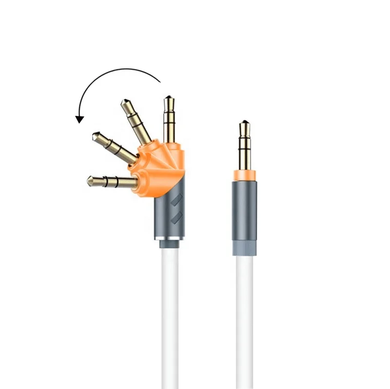 Wholesale OEM 360 degree Male to Male Aux Connector Metal Head Aux Cable jack 3.5mm jack Audio Cable