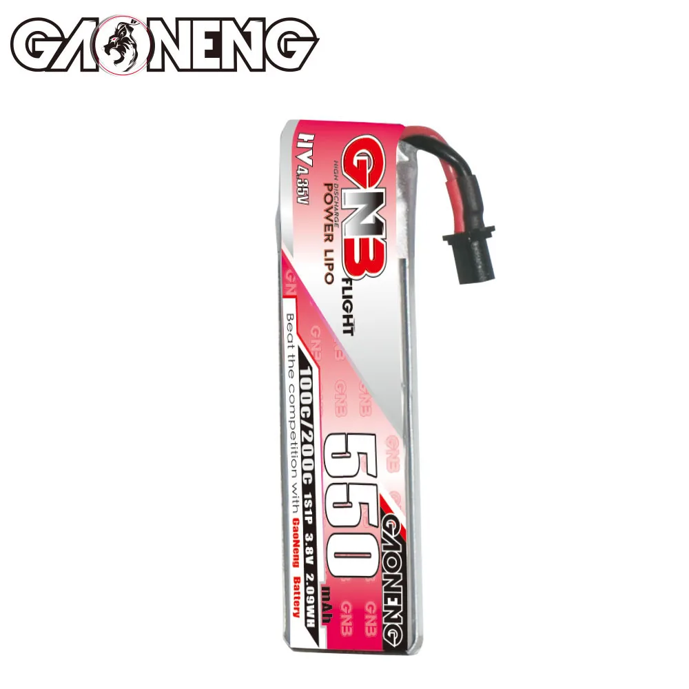 GAONENG GNB 1S 3.8V HV 550MAH 100C A30 Cabled RC LiPo Battery Mini Quads FPV Drone Mini Micro Whoops PowerWhoop Quad Quadcopter